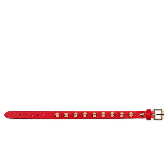 Christian Louboutin Loubilink Classic Leather Bracelets Bilezik Kadın Kırmızı Altın | Türkiye VZ4-15041A7