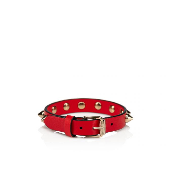 Christian Louboutin Loubilink Classic Leather Bracelets Bilezik Kadın Kırmızı Altın | Türkiye VZ4-15041A7