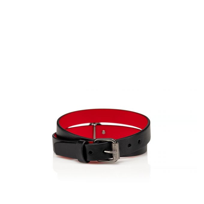 Christian Louboutin Loubilink Logo Bracelet Double Classic Leather Bracelets Bilezik Kadın Siyah | Türkiye YE0-28622A2