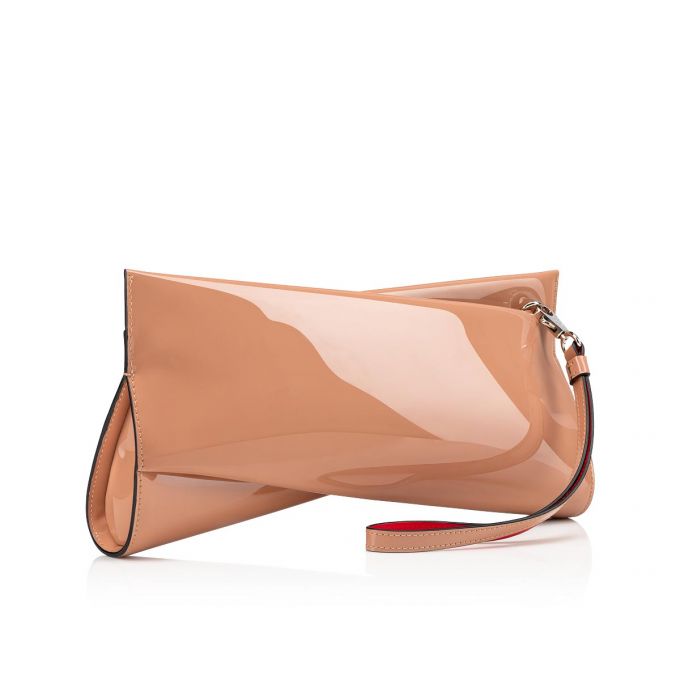 Christian Louboutin Loubitwist Clutch Classic Leather Pouches Kese Çanta Kadın Bej Rengi | Türkiye TI3-92799A8