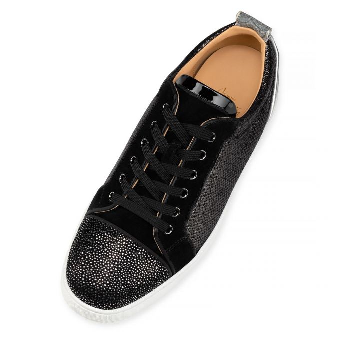 Christian Louboutin Louis Junior Orlato Creative Leather Sneakers Spor Ayakkabı Erkek Siyah Gümüş | Türkiye IT8-24792P9