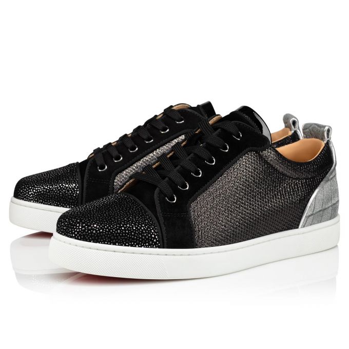 Christian Louboutin Louis Junior Orlato Creative Leather Sneakers Spor Ayakkabı Erkek Siyah Gümüş | Türkiye IT8-24792P9