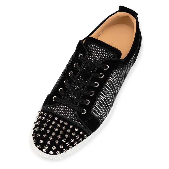 Christian Louboutin Louis Junior Spikes Orlato Cotton Sneakers Spor Ayakkabı Erkek Siyah Gümüş | Türkiye UA3-70997A4