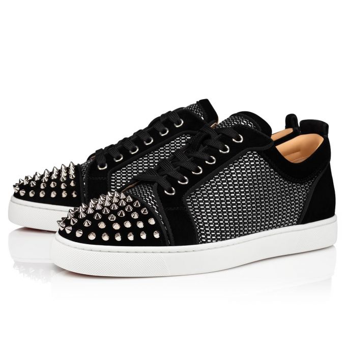 Christian Louboutin Louis Junior Spikes Orlato Cotton Sneakers Spor Ayakkabı Erkek Siyah Gümüş | Türkiye UA3-70997A4