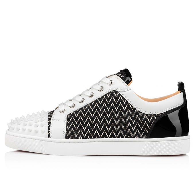 Christian Louboutin Louis Junior Spikes Orlato Cotton Sneakers Spor Ayakkabı Erkek Beyaz Siyah | Türkiye IY8-83738B1