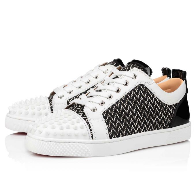 Christian Louboutin Louis Junior Spikes Orlato Cotton Sneakers Spor Ayakkabı Erkek Beyaz Siyah | Türkiye IY8-83738B1