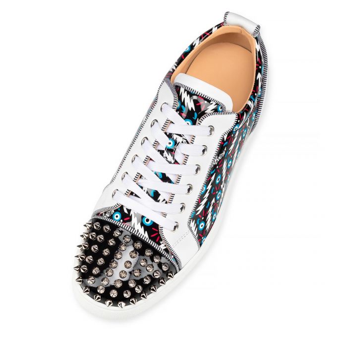 Christian Louboutin Louis Junior Spikes Orlato Creative Leather Sneakers Spor Ayakkabı Erkek Siyah Beyaz | Türkiye SD5-00190K0