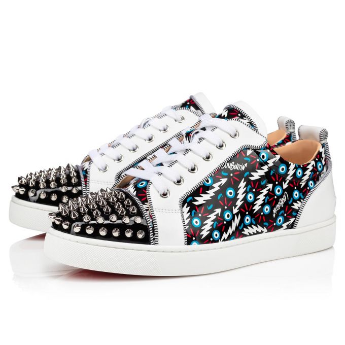 Christian Louboutin Louis Junior Spikes Orlato Creative Leather Sneakers Spor Ayakkabı Erkek Siyah Beyaz | Türkiye SD5-00190K0