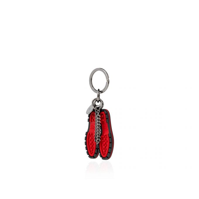 Christian Louboutin M Lug Sole Metallic Finish Keyrings Anahtarlık Erkek Siyah Kırmızı | Türkiye MM1-29642A6