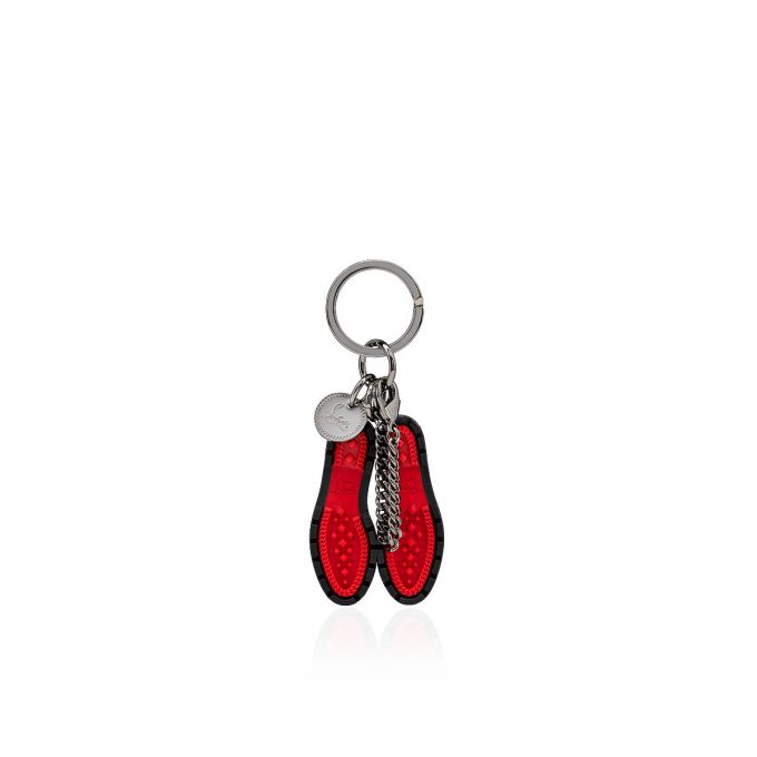 Christian Louboutin M Lug Sole Metallic Finish Keyrings Anahtarlık Erkek Siyah Kırmızı | Türkiye MM1-29642A6