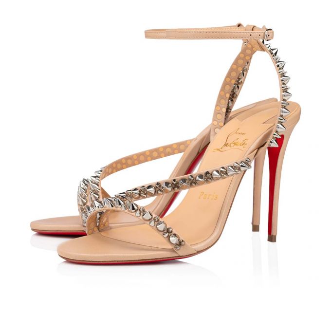 Christian Louboutin Mafaldina Spikes 100 Nappa Sandaletler Sandalet Kadın Bej Rengi Gümüş | Türkiye CS7-11791G0