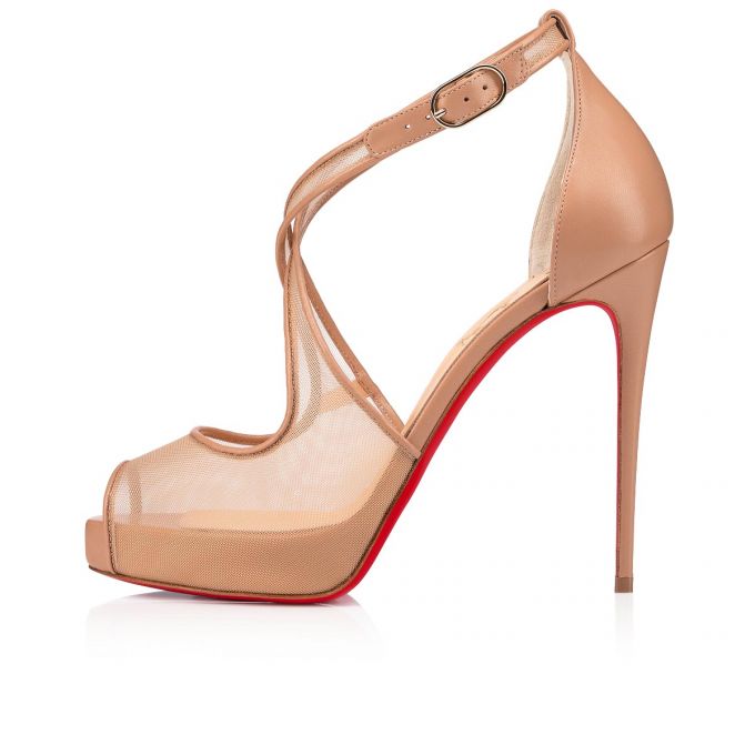 Christian Louboutin Mariacar 120 Fishnet T Strap T Strap Kadın Bej Rengi | Türkiye KX5-75537C2