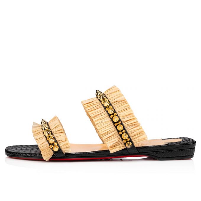 Christian Louboutin Marivodou Calf Mules Mules Kadın Siyah Bej Rengi | Türkiye RS7-59345L3