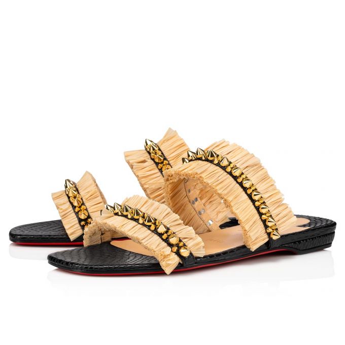 Christian Louboutin Marivodou Calf Sandaletler Sandalet Kadın Siyah Bej Rengi | Türkiye JI0-92209M7