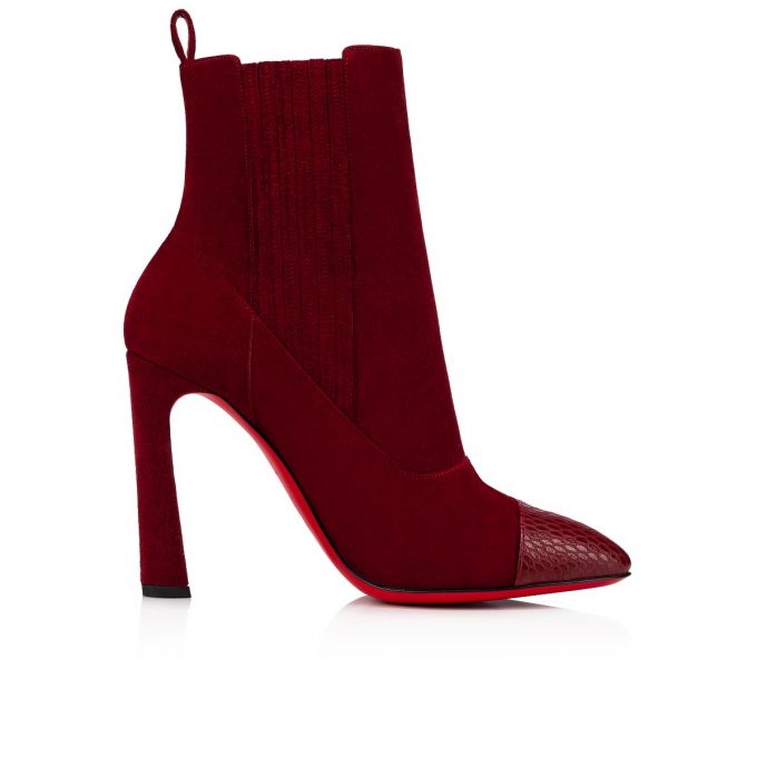 Christian Louboutin Me In The 90s 100 Tanin Veau Velours Boots Bot Kadın Bordo | Türkiye UG5-86328W5