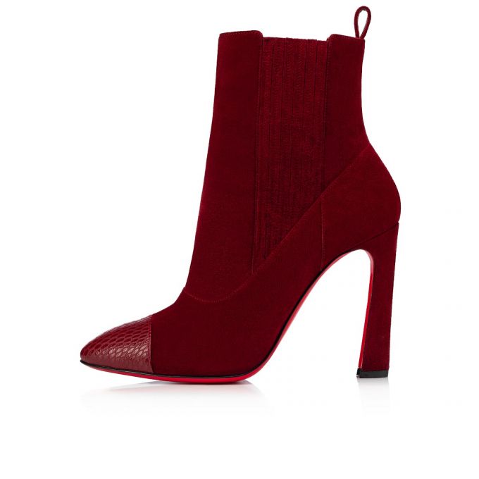 Christian Louboutin Me In The 90s 100 Tanin Veau Velours Boots Bot Kadın Bordo | Türkiye UG5-86328W5