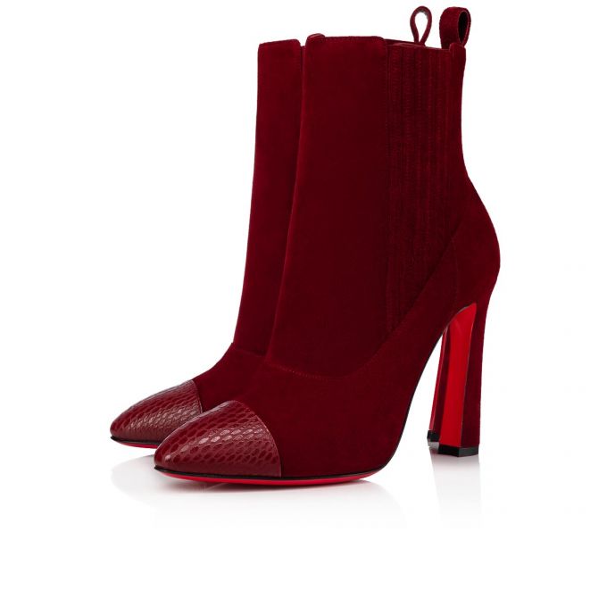 Christian Louboutin Me In The 90s 100 Tanin Veau Velours Boots Bot Kadın Bordo | Türkiye UG5-86328W5