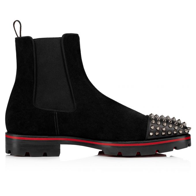 Christian Louboutin Melon Spikes 000 Calf Booty Bot Erkek Siyah | Türkiye LR9-00040Z0