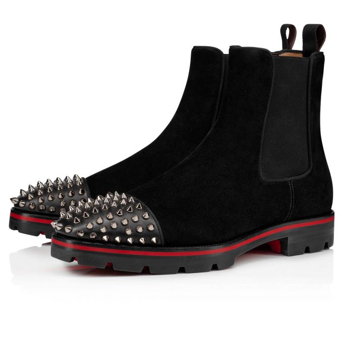 Christian Louboutin Melon Spikes 000 Calf Booty Bot Erkek Siyah | Türkiye LR9-00040Z0