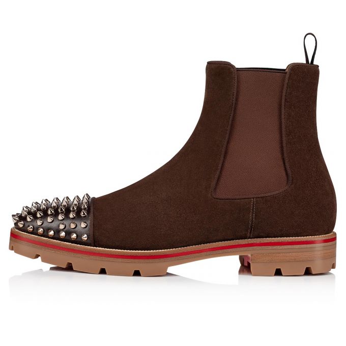 Christian Louboutin Melon Spikes Version Metal Veau Velours Booty Bot Erkek Metal | Türkiye WR4-53635K0