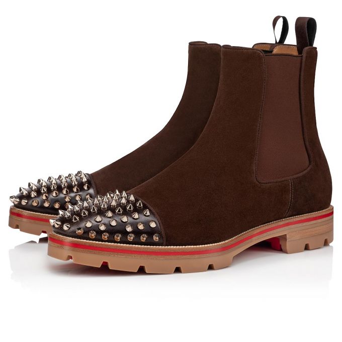 Christian Louboutin Melon Spikes Version Metal Veau Velours Booty Bot Erkek Metal | Türkiye WR4-53635K0