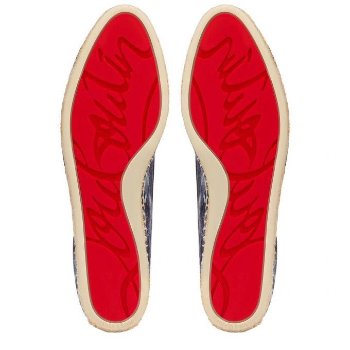 Christian Louboutin Nanou Orlato Cotton Flats Düz Ayakkabı Kadın Renkli Mavi | Türkiye BX2-76347W3