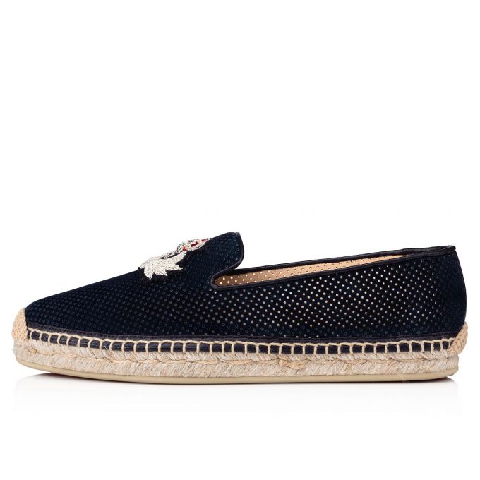 Christian Louboutin Nanou Orlato Veau Velours Espadriller Espadril Ayakkabı Kadın Mavi | Türkiye UA5-22312T2