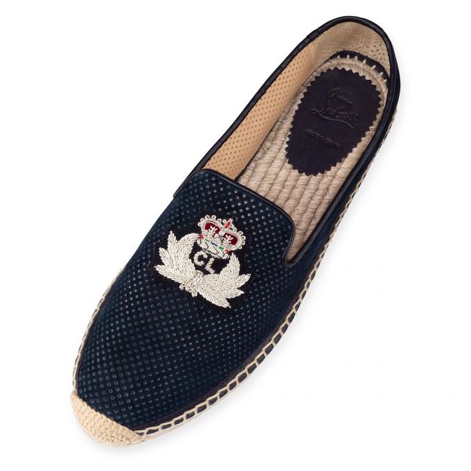 Christian Louboutin Nanou Orlato Veau Velours Espadriller Espadril Ayakkabı Kadın Mavi | Türkiye UA5-22312T2