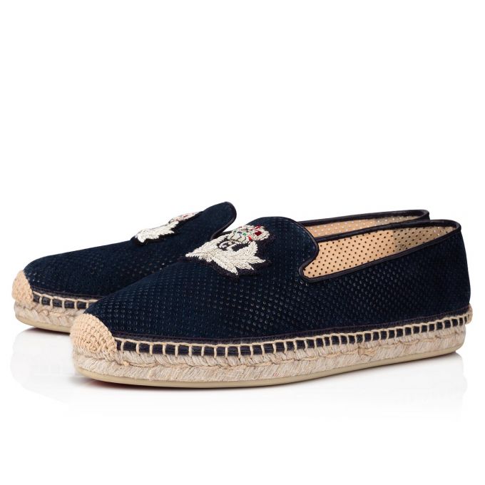 Christian Louboutin Nanou Orlato Veau Velours Espadriller Espadril Ayakkabı Kadın Mavi | Türkiye UA5-22312T2