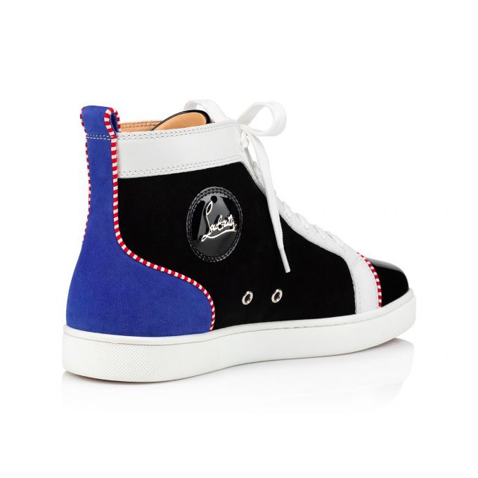 Christian Louboutin Navy Louis 000 Version Veau Velours Sneakers Spor Ayakkabı Erkek Siyah Mavi | Türkiye CU5-89728I6