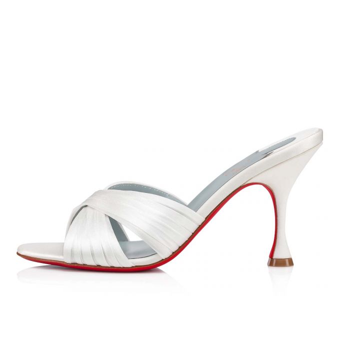 Christian Louboutin Nicol Is Back 85 Crepe Satin/Satin/Lurex Sandaletler Sandalet Kadın Beyaz Mavi | Türkiye CP3-84418H3