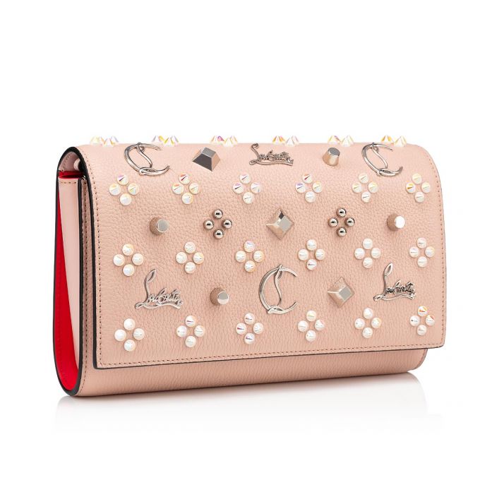 Christian Louboutin Paloma Clutch Classic Leather Pouches Kese Çanta Kadın Pembe Altın Beyaz | Türkiye LV8-78707Y8