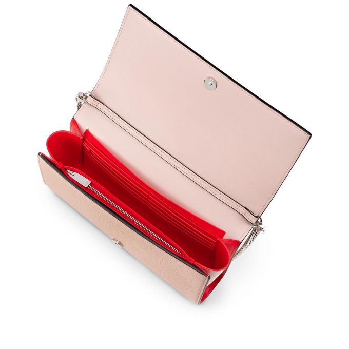 Christian Louboutin Paloma Clutch Classic Leather Pouches Kese Çanta Kadın Pembe Altın Beyaz | Türkiye LV8-78707Y8