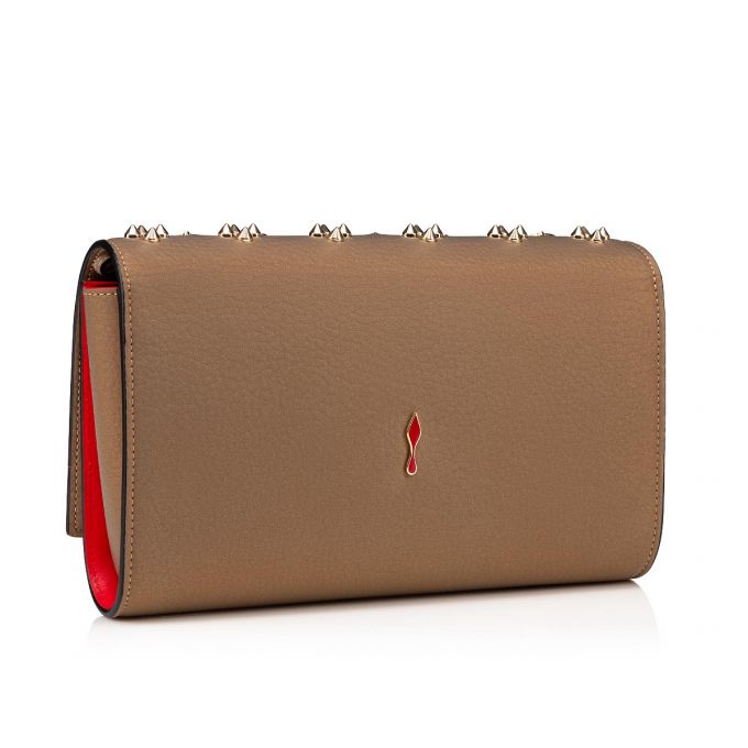 Christian Louboutin Paloma Clutch Creative Fabric Pouches Kese Çanta Kadın Bej Rengi Altın | Türkiye RO3-79227D9