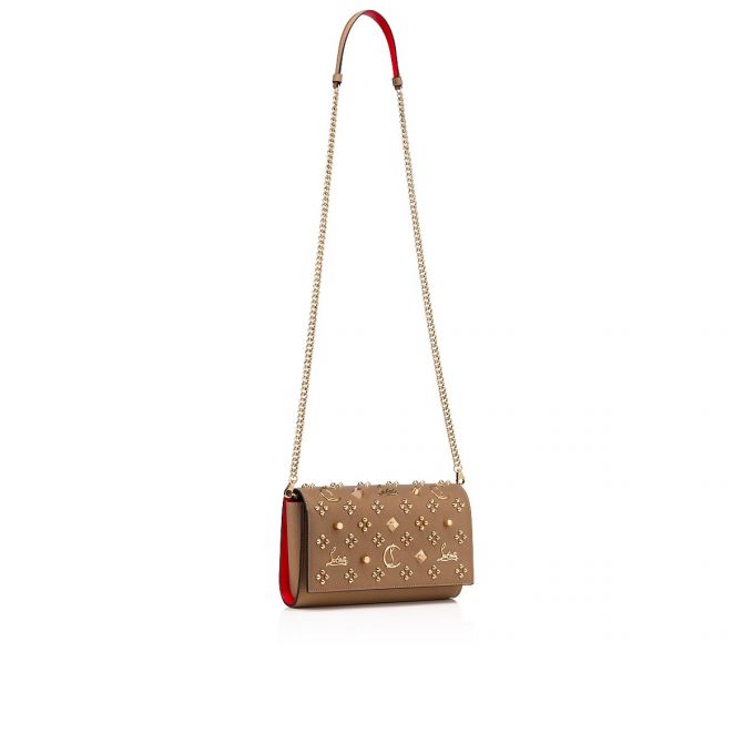 Christian Louboutin Paloma Clutch Creative Fabric Cross Body Bags Atlet Çanta Kadın Bej Rengi Altın | Türkiye HW2-27322B6