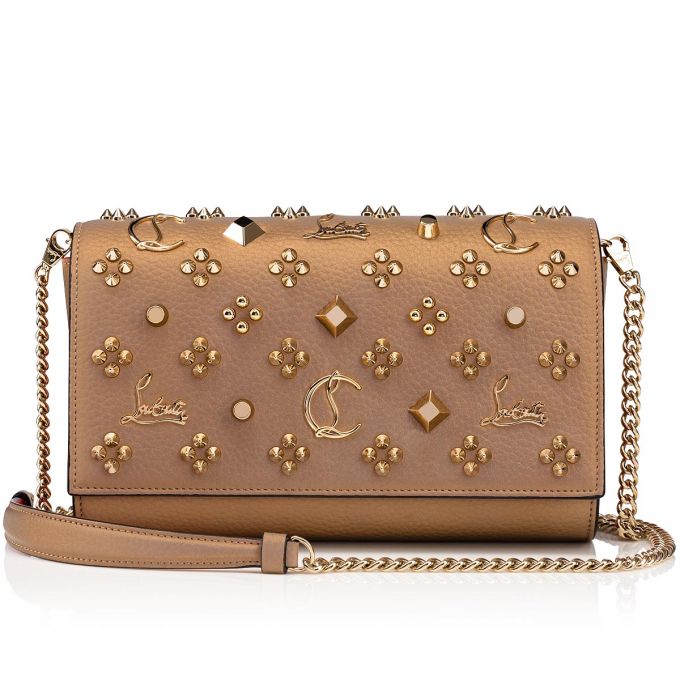 Christian Louboutin Paloma Clutch Creative Fabric Cross Body Bags Atlet Çanta Kadın Bej Rengi Altın | Türkiye HW2-27322B6