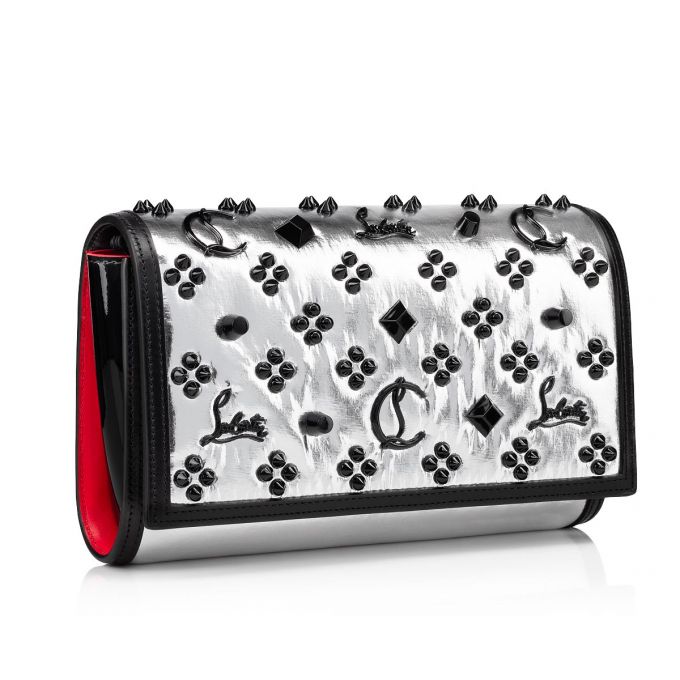 Christian Louboutin Paloma Clutch Creative Fabric Pouches Kese Çanta Kadın Gümüş Siyah | Türkiye DE2-25382Y8