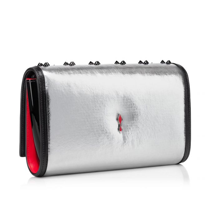 Christian Louboutin Paloma Clutch Creative Fabric Pouches Kese Çanta Kadın Gümüş Siyah | Türkiye DE2-25382Y8