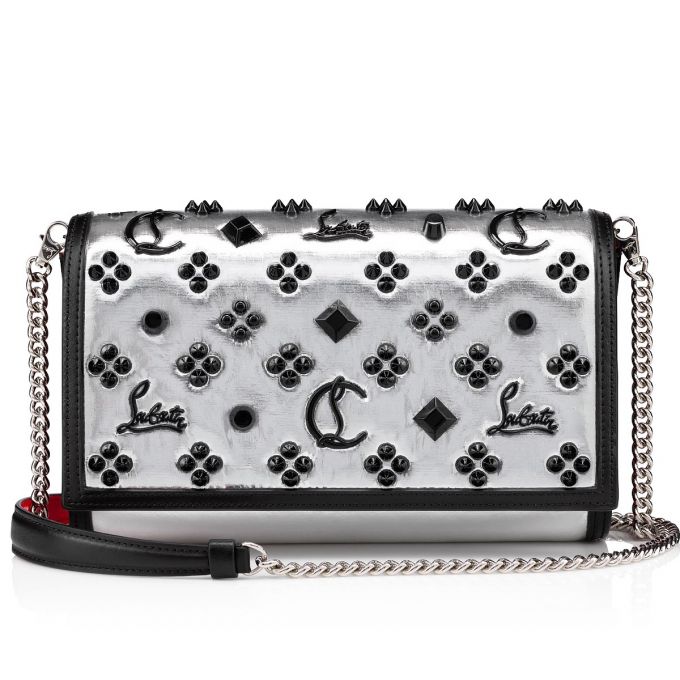 Christian Louboutin Paloma Clutch Creative Fabric Pouches Kese Çanta Kadın Gümüş Siyah | Türkiye DE2-25382Y8