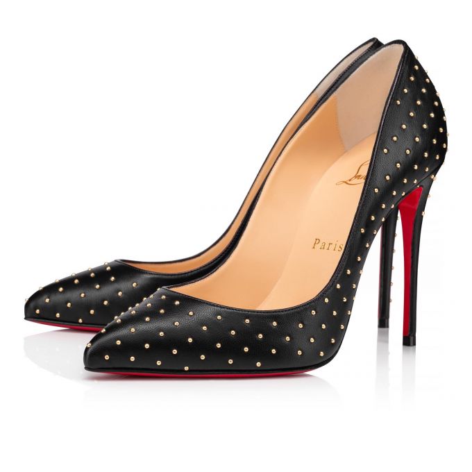 Christian Louboutin Pigalle Follies Plume 100 Nappa Pumps Stiletto Kadın Siyah Altın | Türkiye NG2-29492Y3