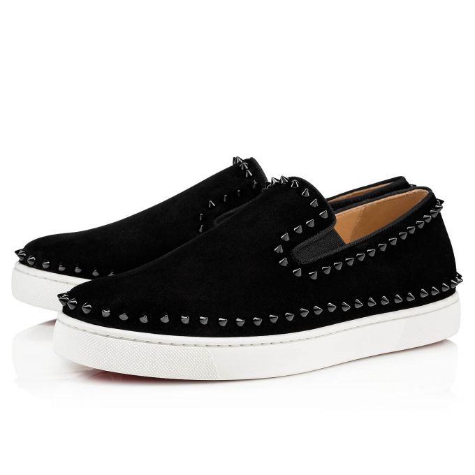 Christian Louboutin Pik Boat 000 Veau Velours Sneakers Spor Ayakkabı Erkek Siyah | Türkiye FJ9-33443T6