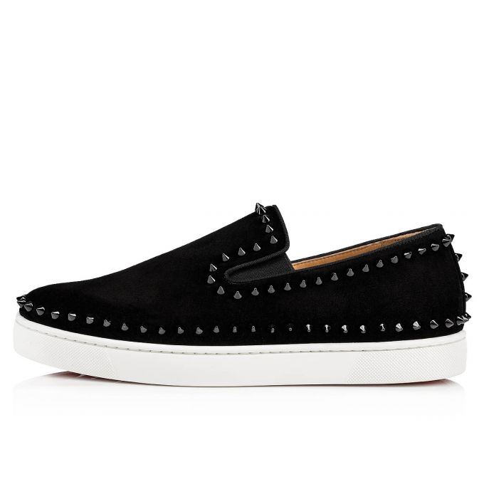 Christian Louboutin Pik Boat 000 Veau Velours Boat Shoes Tekne Ayakkabısı Erkek Siyah | Türkiye QK4-14751Z4