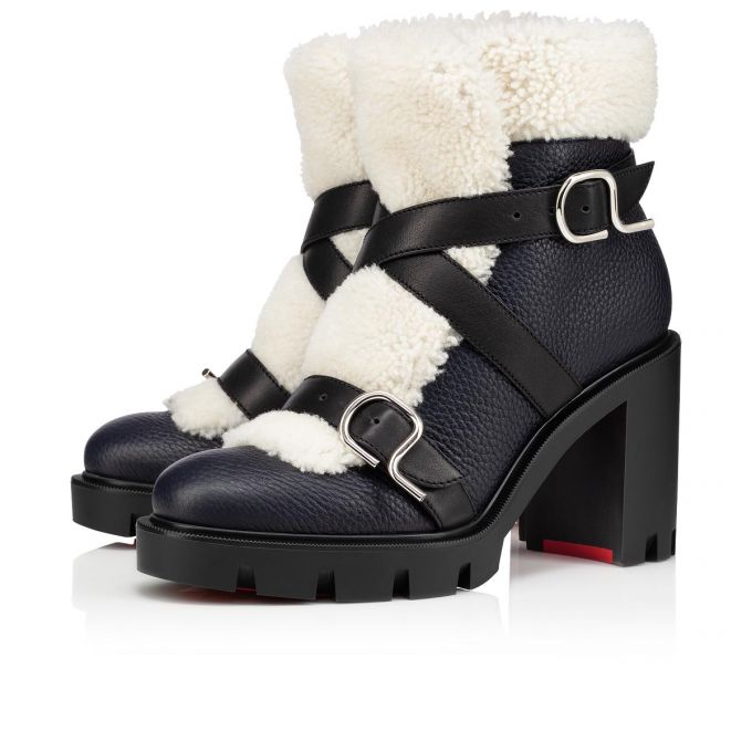 Christian Louboutin Pole Chic 70 Blue/White Calf Boots Bot Kadın Mavi Beyaz | Türkiye UM0-16261P6