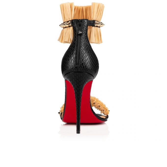 Christian Louboutin Poupedou 100 Calf Sandaletler Sandalet Kadın Siyah Bej Rengi | Türkiye TI0-78057Y8