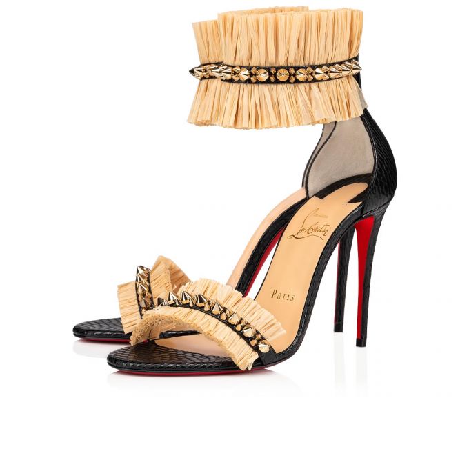 Christian Louboutin Poupedou 100 Calf Sandaletler Sandalet Kadın Siyah Bej Rengi | Türkiye TI0-78057Y8