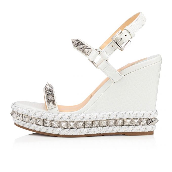 Christian Louboutin Pyraclou 110 Calf Espadriller Espadril Ayakkabı Kadın Beyaz | Türkiye WT1-05670X2