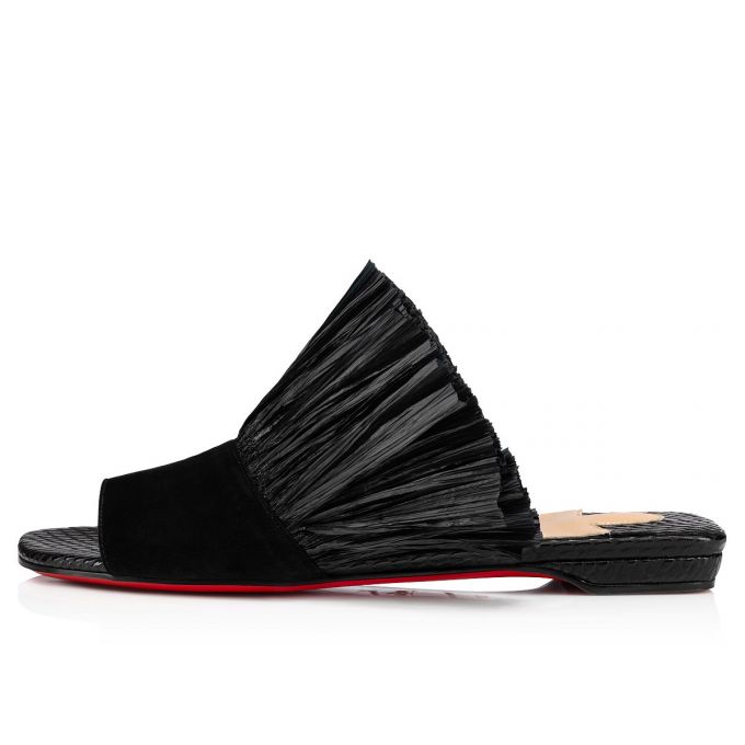 Christian Louboutin Rafinani Veau Velours Flats Düz Ayakkabı Kadın Siyah | Türkiye OV4-56665W1