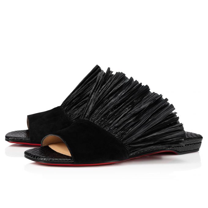 Christian Louboutin Rafinani Veau Velours Flats Düz Ayakkabı Kadın Siyah | Türkiye OV4-56665W1