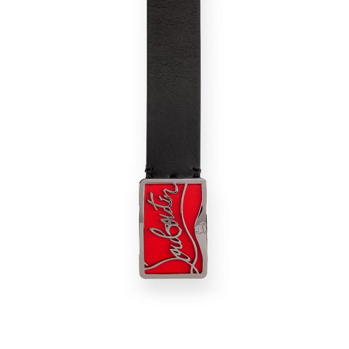 Christian Louboutin Ricky Belt 35 Classic Leather Belts Kemer Erkek Siyah Kırmızı | Türkiye PK1-67096U1