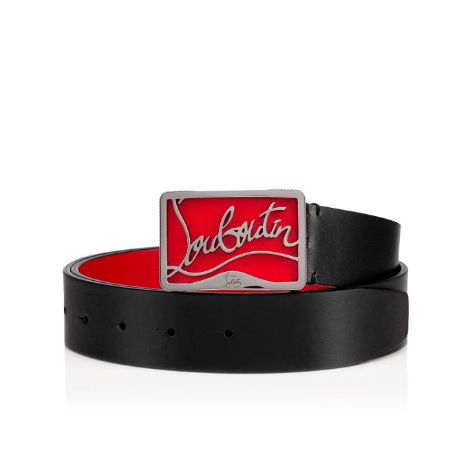 Christian Louboutin Ricky Belt 35 Classic Leather Belts Kemer Erkek Siyah Kırmızı | Türkiye PK1-67096U1